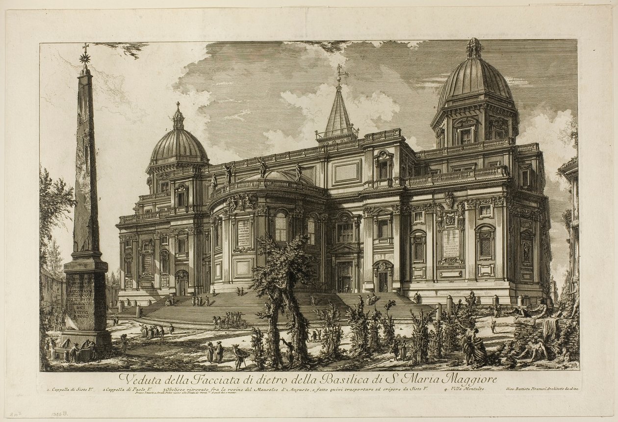 Utsikt over den bakre inngangen til basilikaen S. Maria Maggiore, fra utsikt over Roma av Giovanni Battista Piranesi