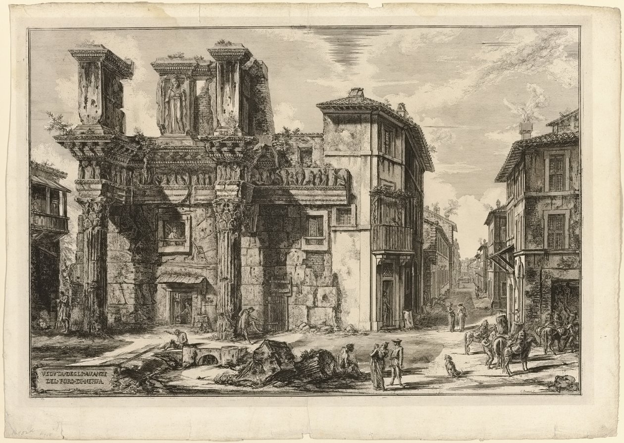 Utsikt over restene av Forum of Nerva, fra utsikt over Roma av Giovanni Battista Piranesi