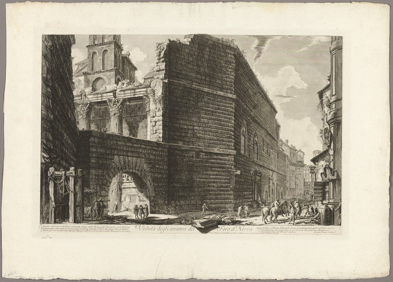 Utsikt over restene av Forum of Nerva, fra utsikt over Roma av Giovanni Battista Piranesi