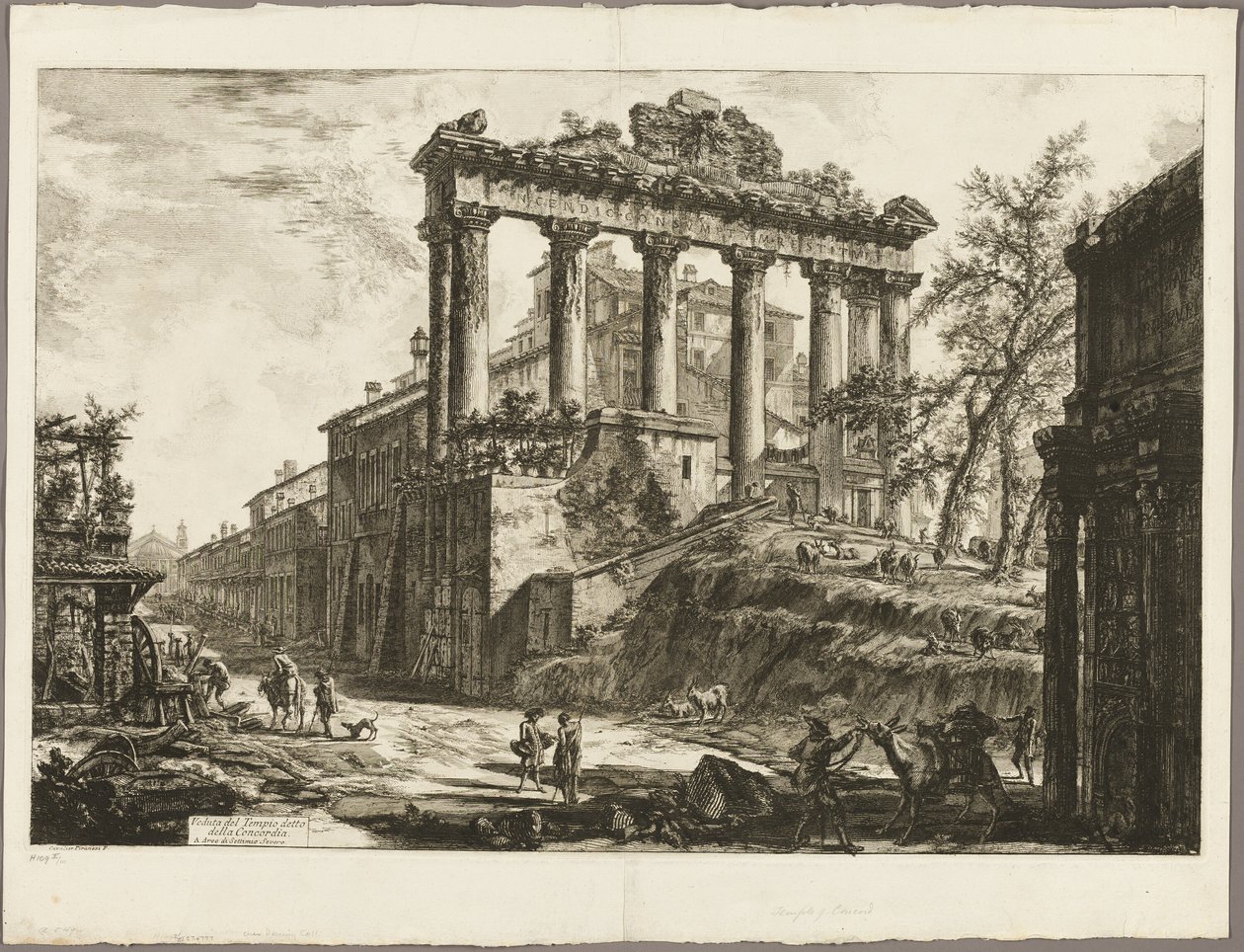 Utsikt over det såkalte Concord-tempelet, fra utsikt over Roma av Giovanni Battista Piranesi