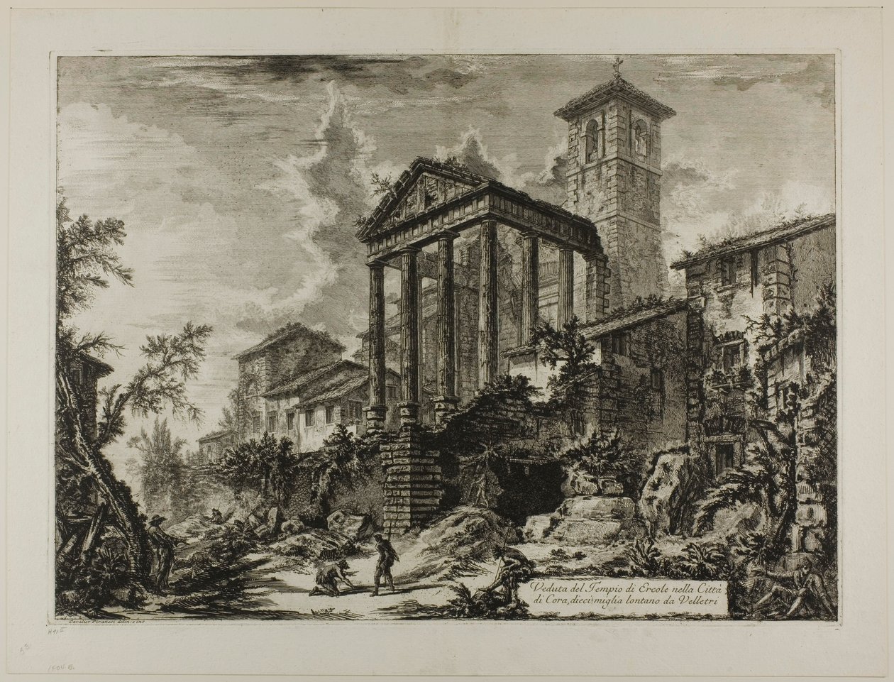 Utsikt over Hercules-tempelet ved Cori, ti mil unna Velletri, fra utsikt over Roma av Giovanni Battista Piranesi