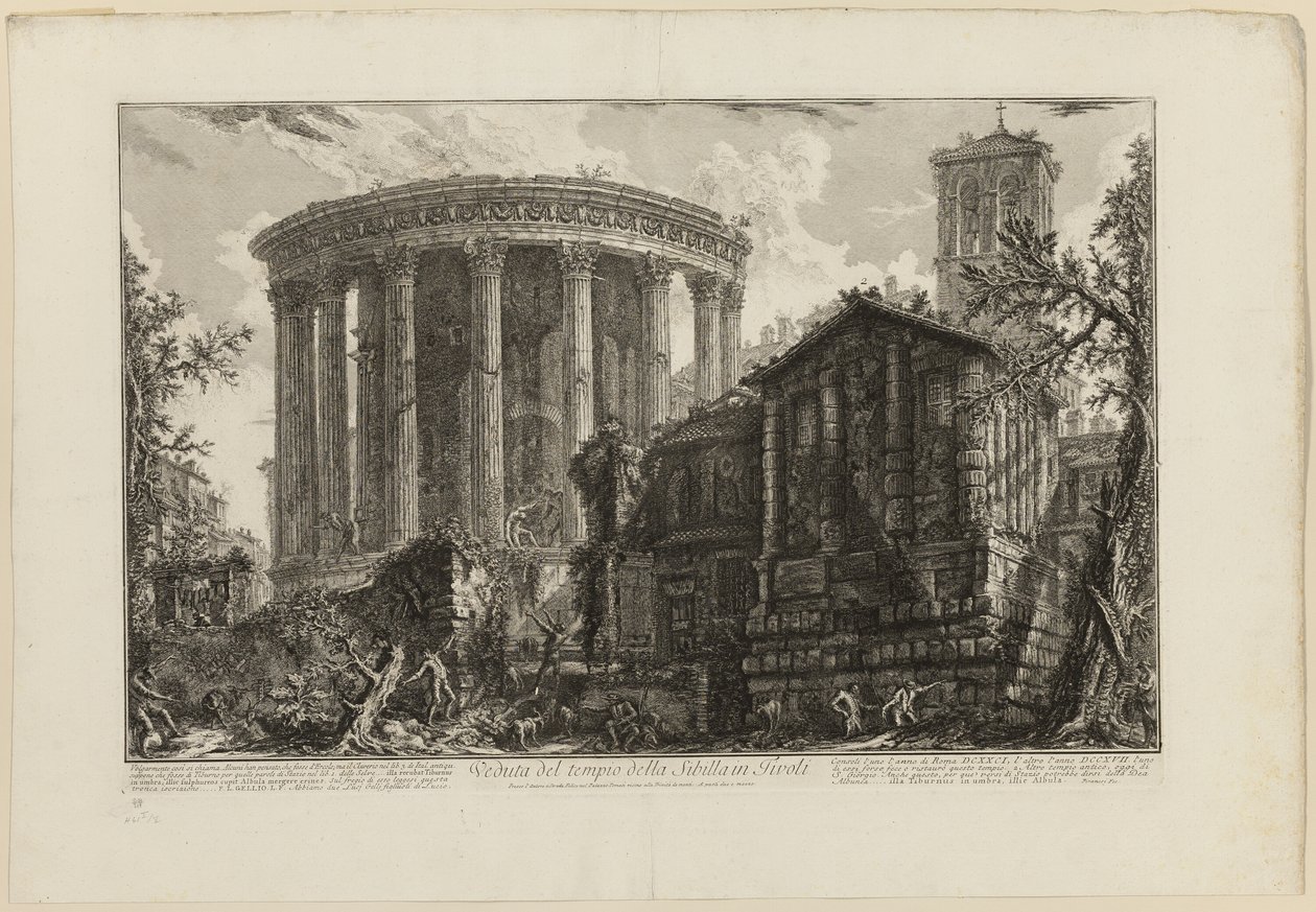 Utsikt over Sibylltemplet i Tivoli, fra utsikt over Roma av Giovanni Battista Piranesi