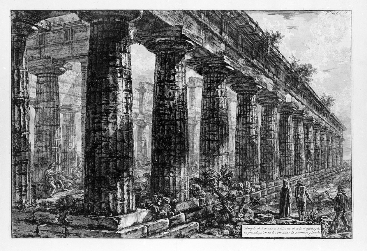 Utsikt over templene i Paestum (litho) av Giovanni Battista Piranesi