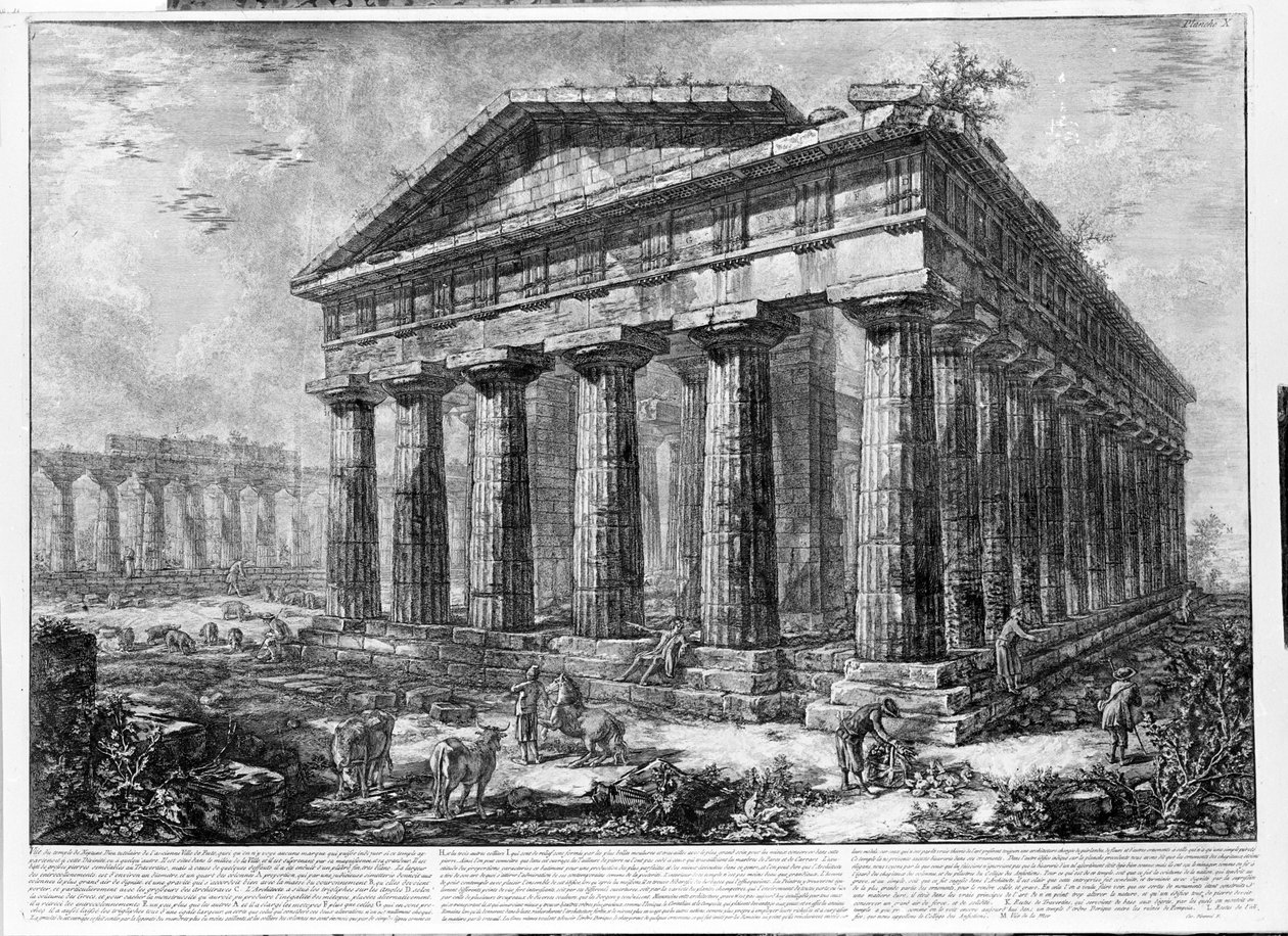 Utsikt over templene i Paestum (litho) av Giovanni Battista Piranesi