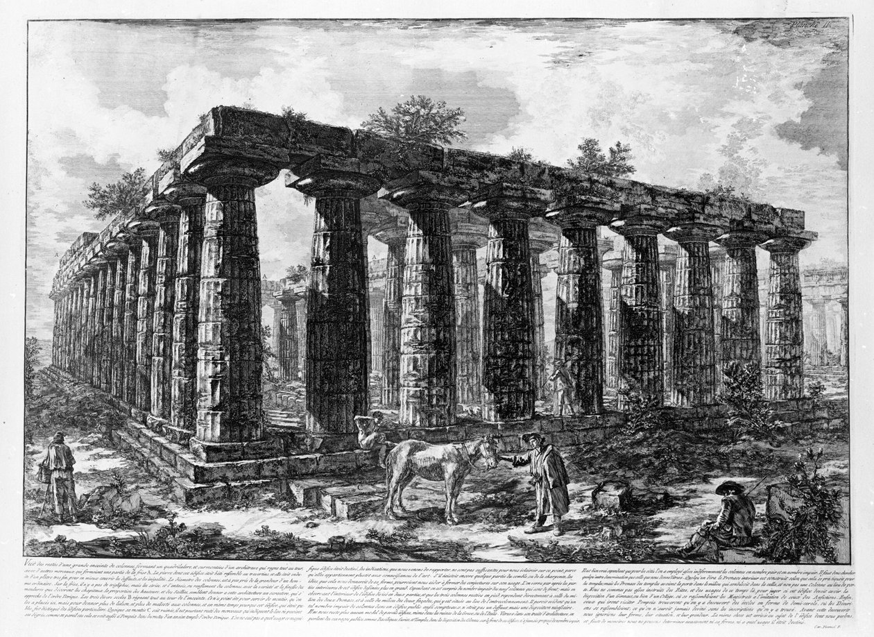 Utsikt over templene i Paestum (litho) av Giovanni Battista Piranesi