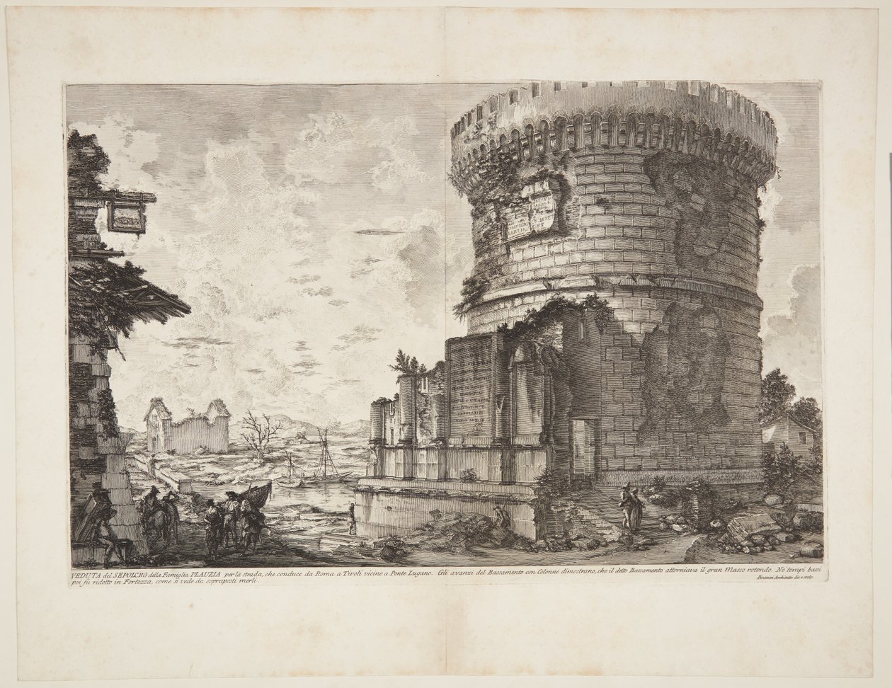 Utsikt over Plautii-graven på veien som fører fra Roma til Tivoli nær Ponte Lugano av Giovanni Battista Piranesi