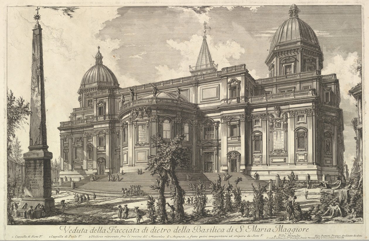 Utsikt over den bakre inngangen til basilikaen S. Maria Maggiore, fra Veduta di Roma R ..., ca. 1742. av Giovanni Battista Piranesi