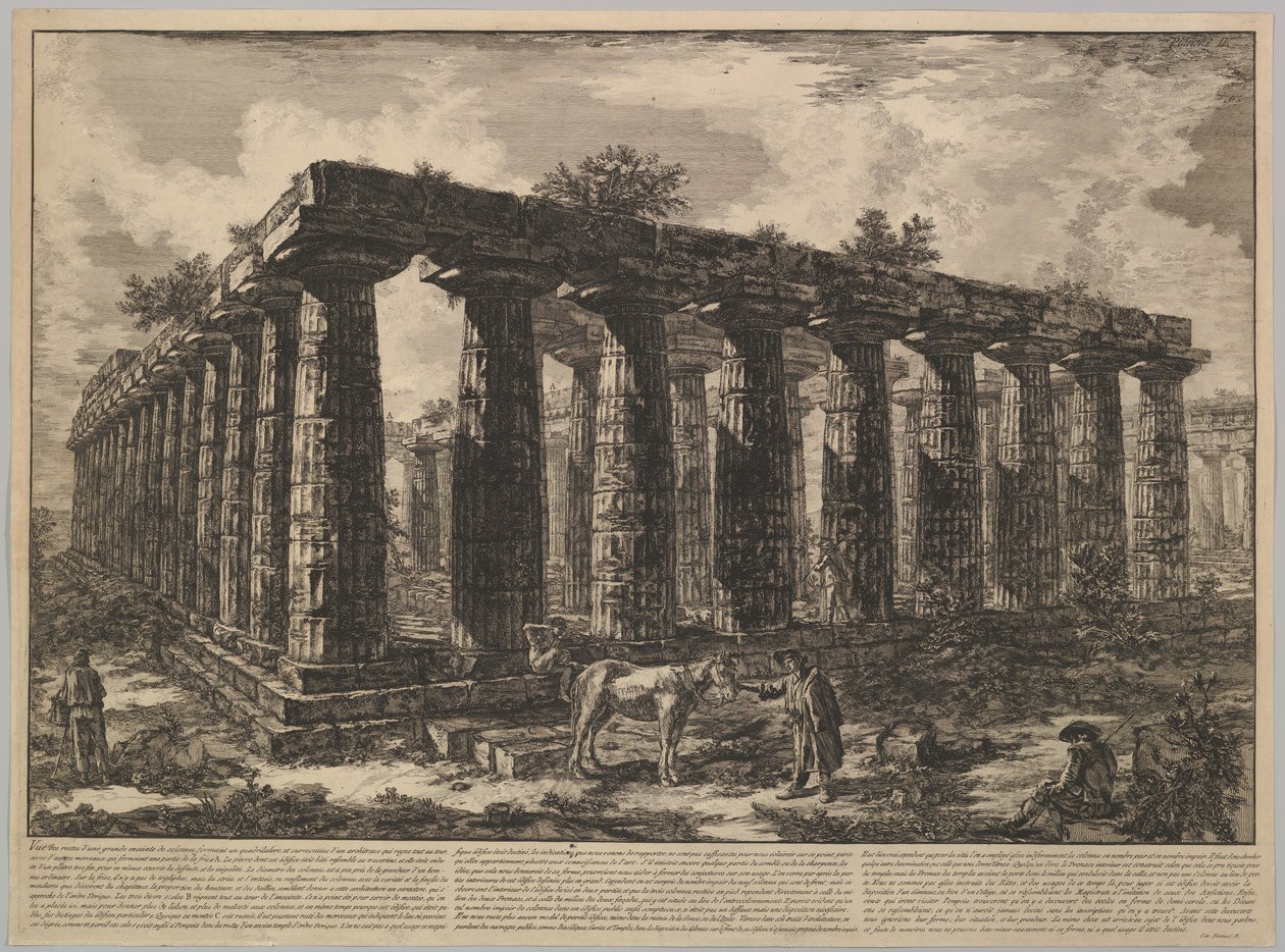 Utsikt som viser restene av en stor innhegning av søyler..., fra Différentes vues de ..., ca. 1748. av Giovanni Battista Piranesi