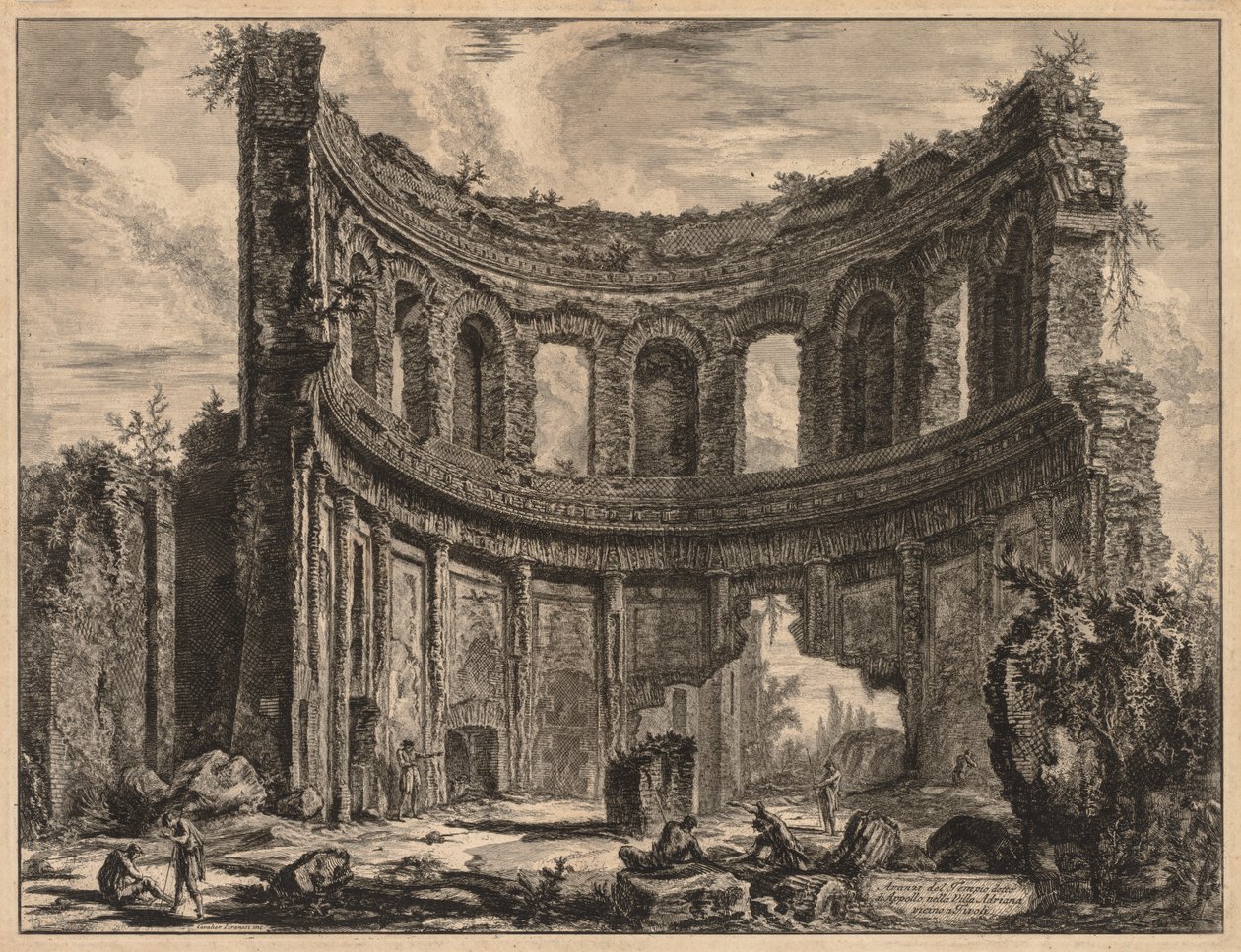 Utsikt over Roma: Rester av Apollon-tempelet nær Hadrians villa av Giovanni Battista Piranesi