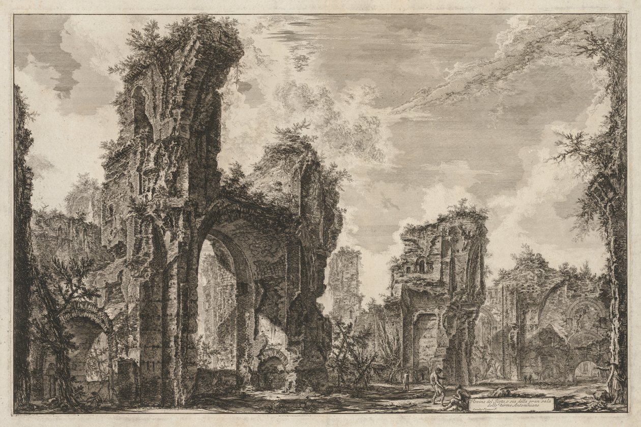 Utsikt over Roma: Ruinene av Sisto eller begge deler av den store salen til Antoninian Baths av Giovanni Battista Piranesi