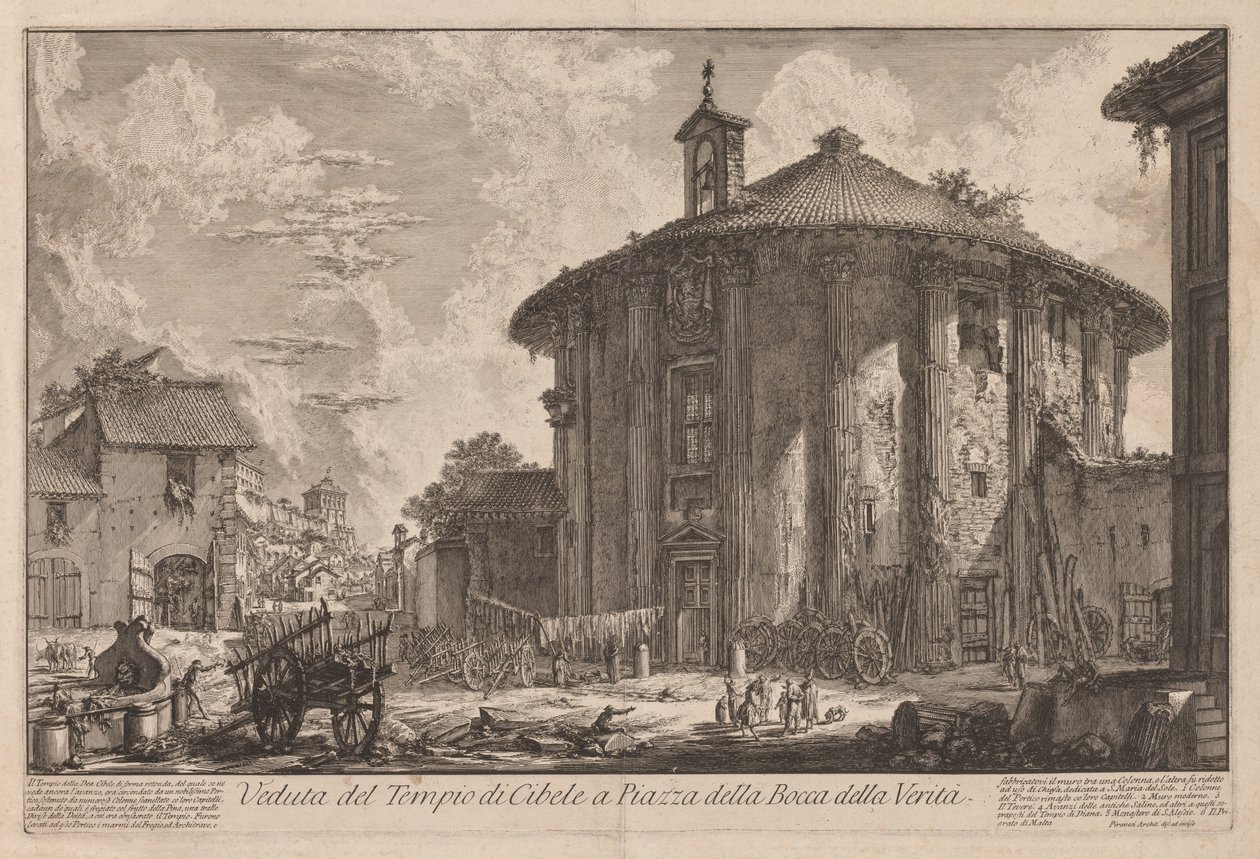 Utsikt over Roma: Portunus-tempelet (?) av Giovanni Battista Piranesi