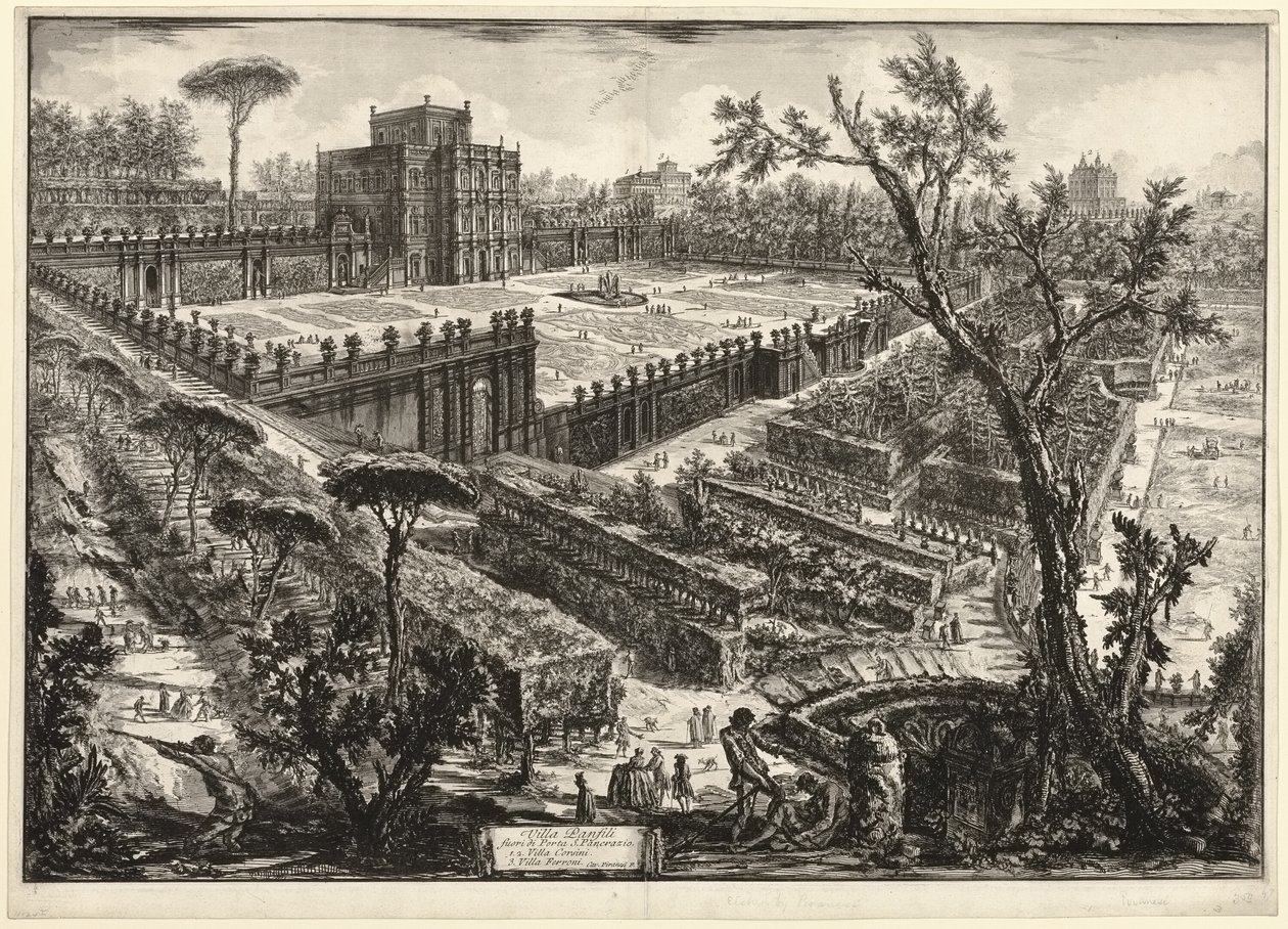 Villa Pamphili utenfor Porta S. Pancrazio, fra utsikt over Roma av Giovanni Battista Piranesi
