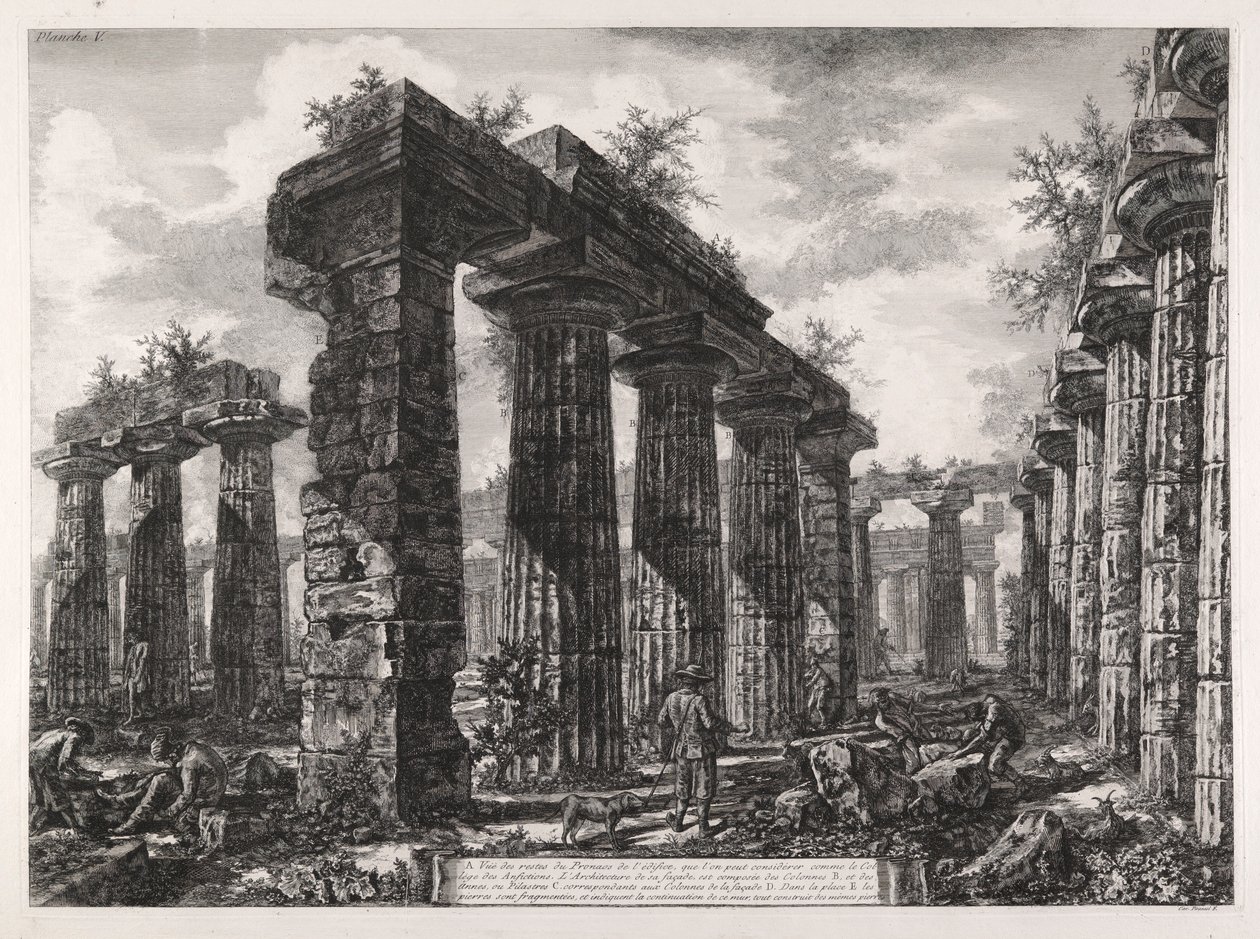 Utsikt over restene av Pronaos of the av Giovanni Battista Piranesi