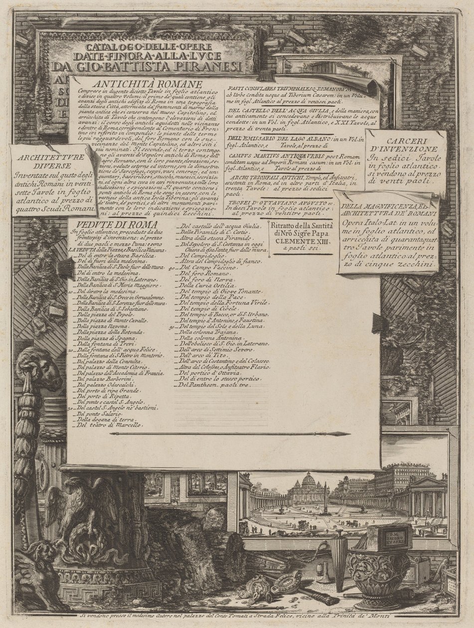 Katalog over verkene som til nå er gitt til Lvce av Gio Battista Piranesi av Giovanni Battista Piranesi and Francesco Piranesi