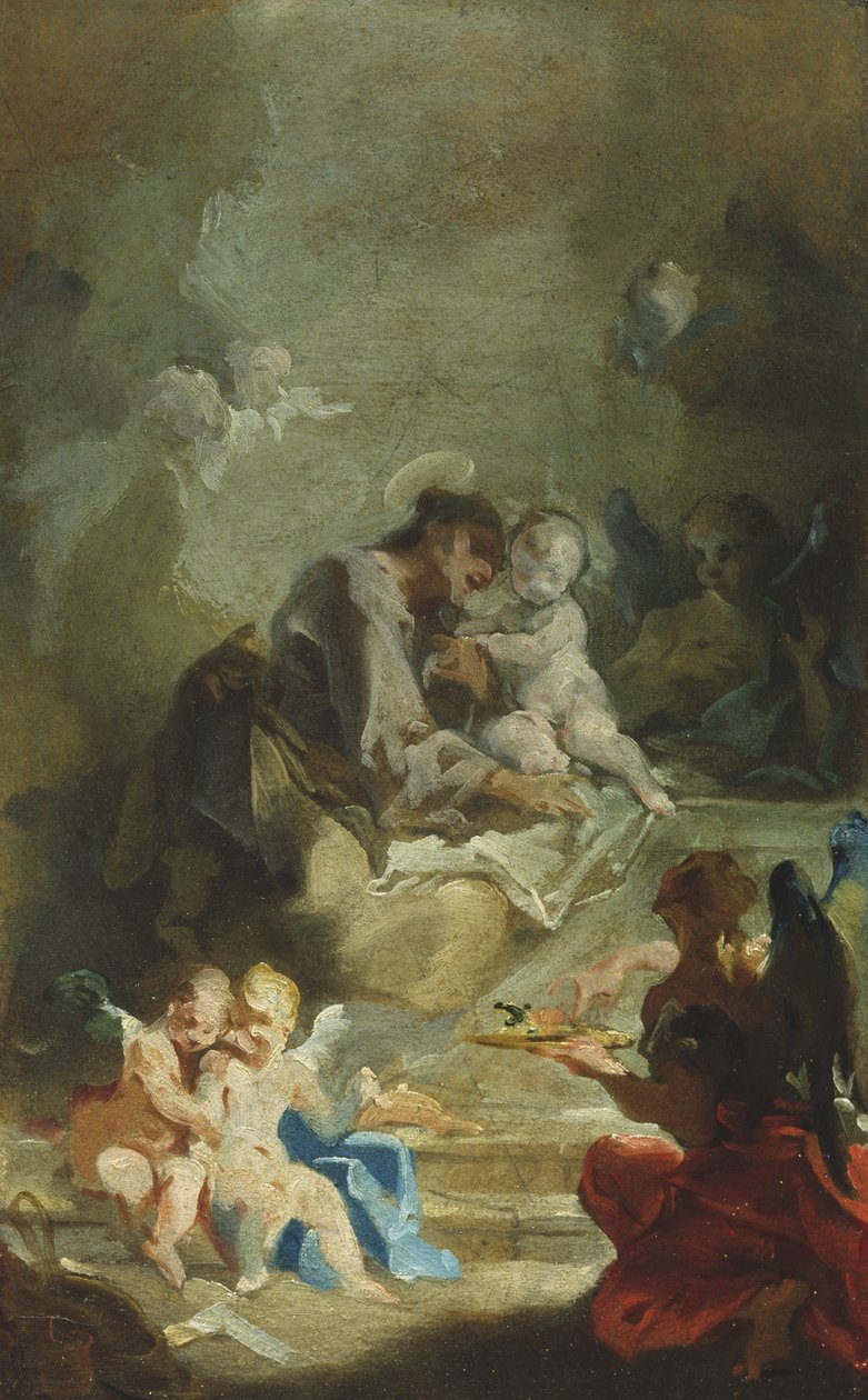 Den hellige Antonius av Padua som tilber Kristusbarnet, ca. 1730 av Giovanni Battista Pittoni