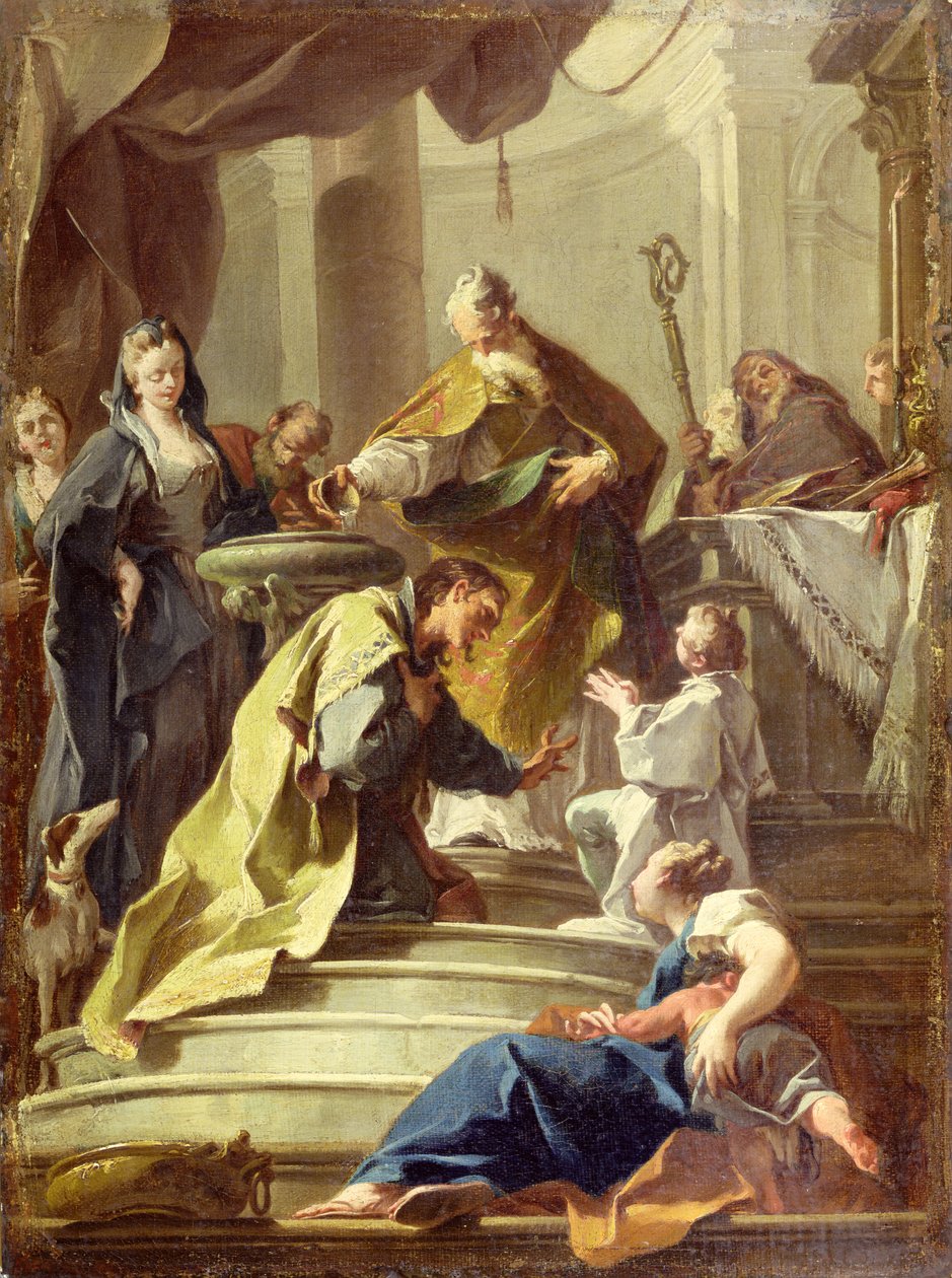 St. Prosdocimus døper St. Daniel (olje på lerret) av Giovanni Battista Pittoni
