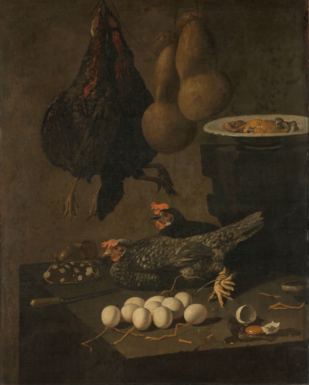 Stilleben med høner og egg av Giovanni Battista Recco
