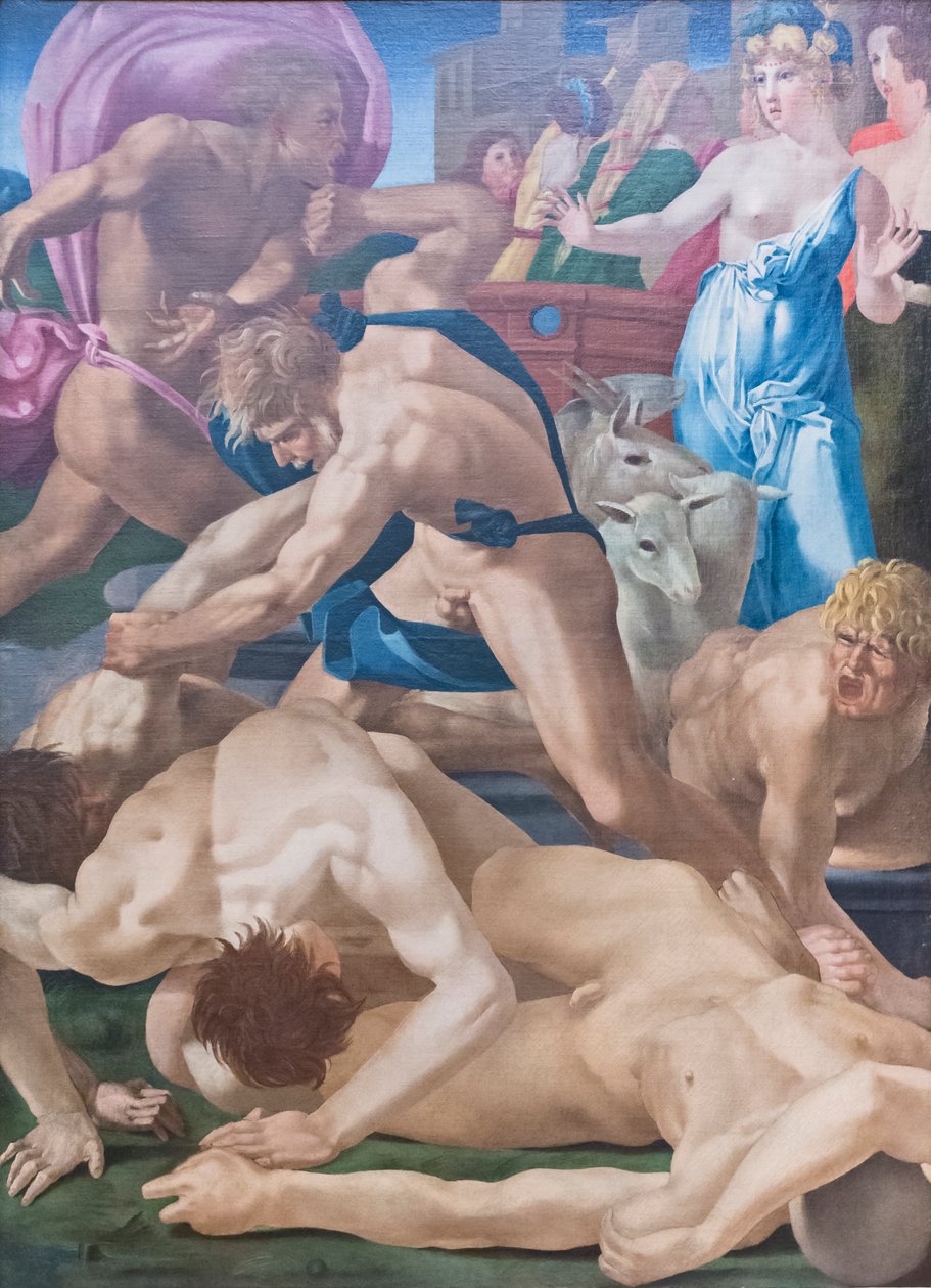 Moses forsvarte Jetros døtre av Giovanni Battista Rosso Fiorentino