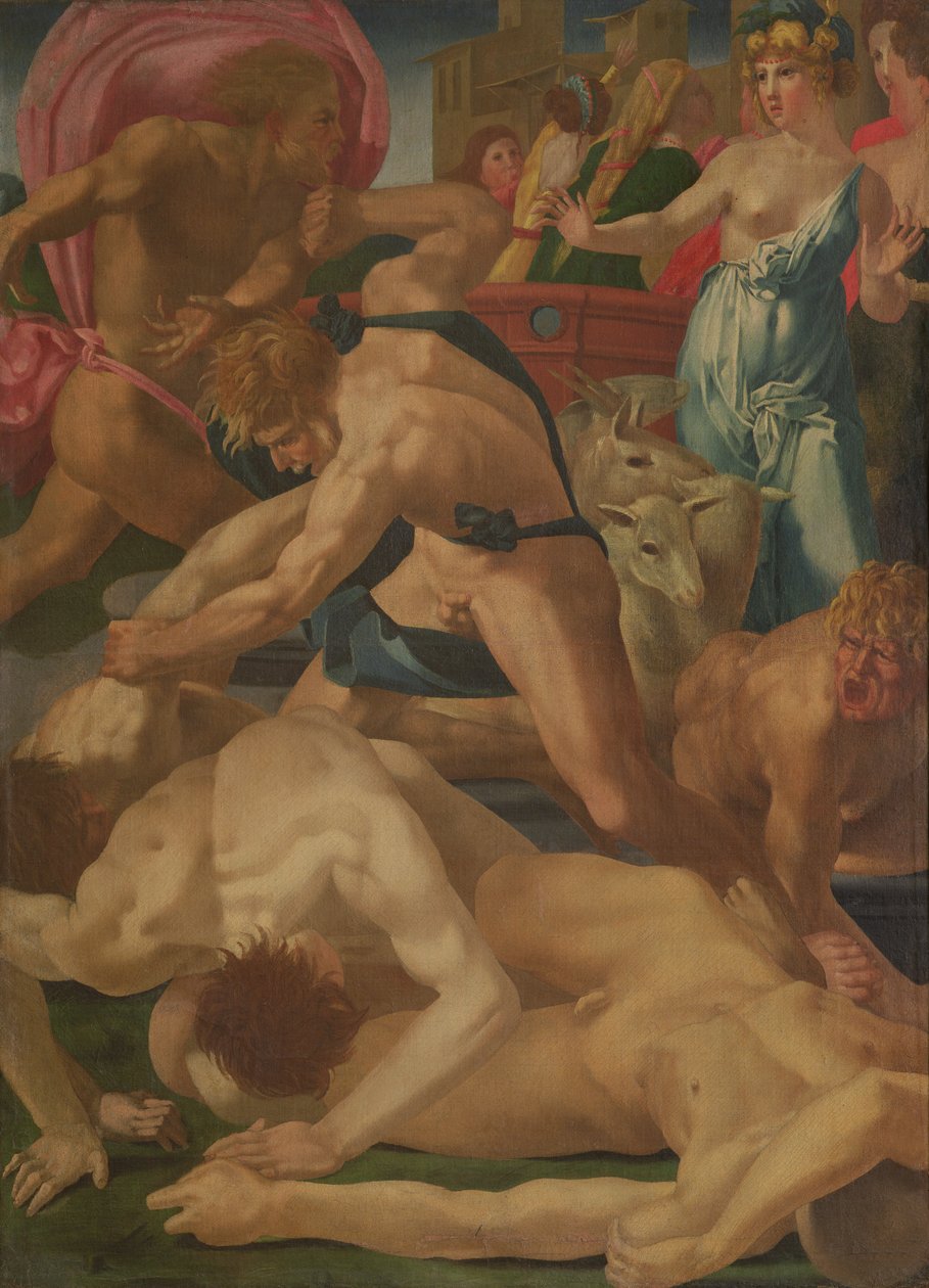 Moses forsvarte Jetros døtre, ca. 1523 av Giovanni Battista Rosso Fiorentino