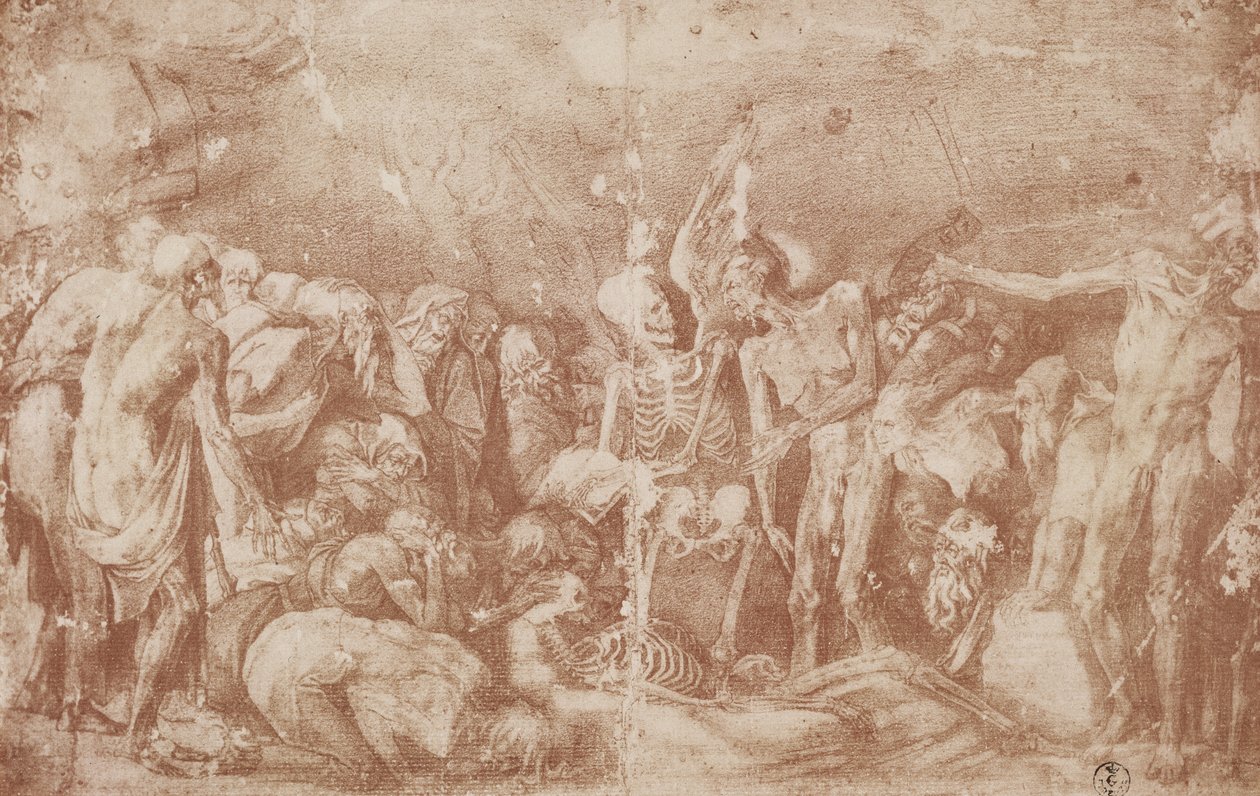 Study of the Living and the Dead samlet (sangvinsk på papir) av Giovanni Battista Rosso Fiorentino