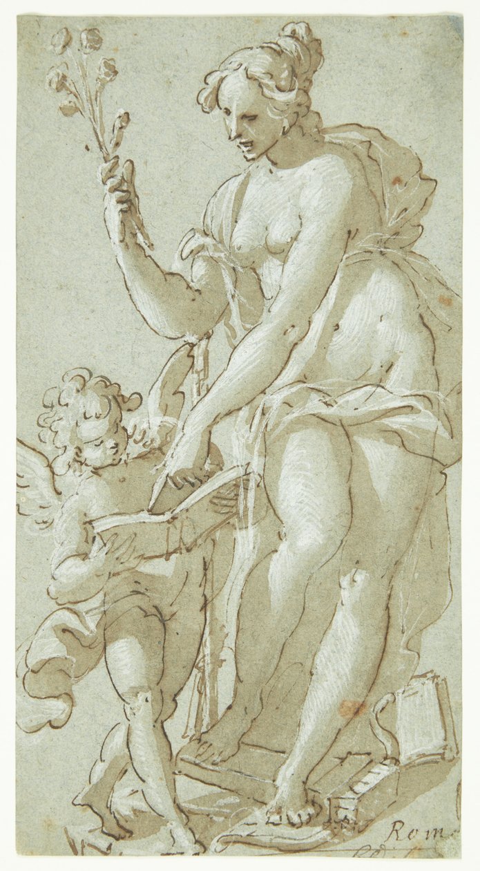 Venus lærer Amor, som leser en bok av Giovanni Battista Rovere