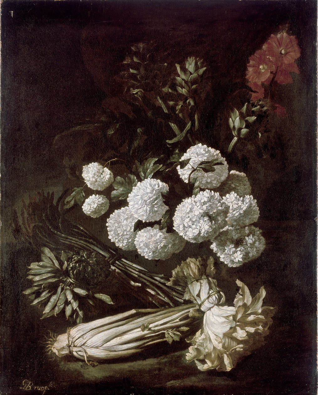 Stilleben av blomster og grønnsaker, 1650-tallet av Giovanni Battista Ruoppolo