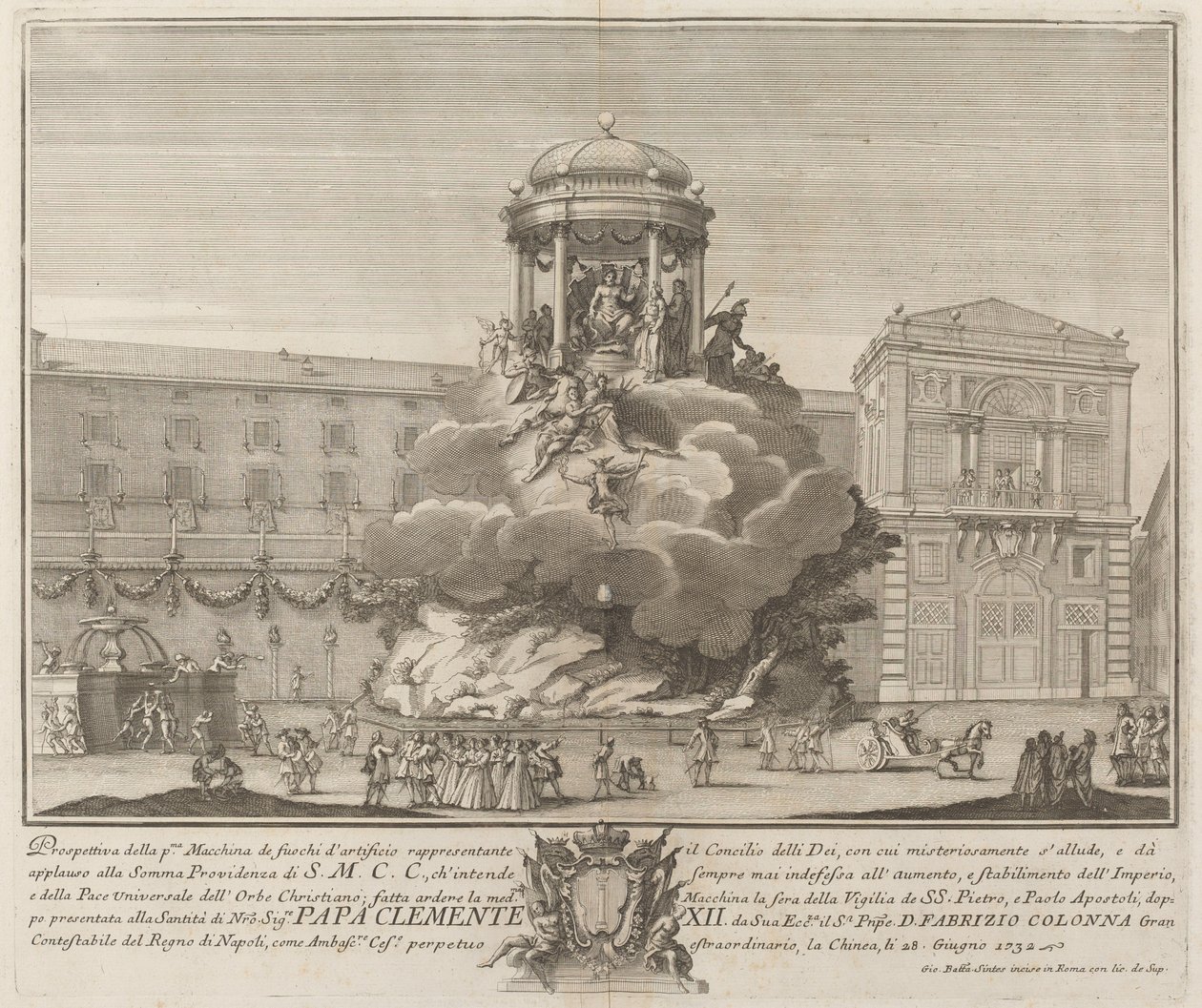 The Council of the Gods, for "Chinea"-festivalen av Giovanni Battista Sintes probably after Nicola Michetti
