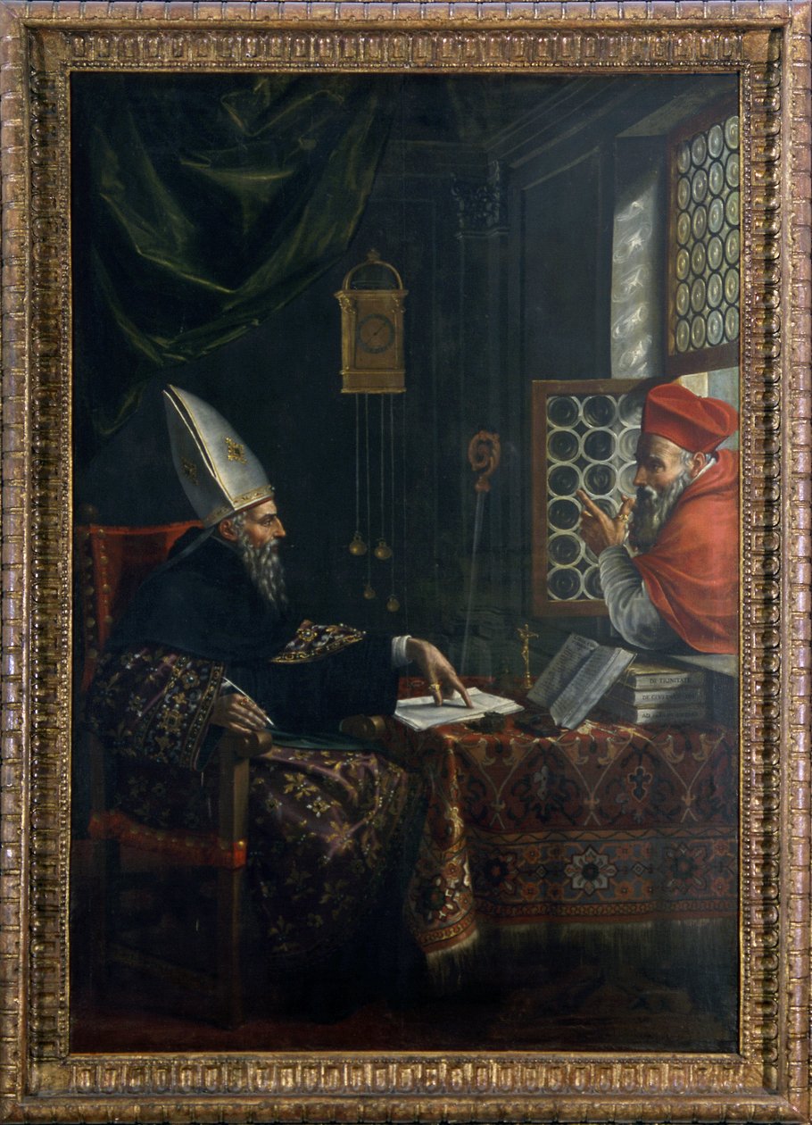 Saint Hieronymus dukker opp for Saint Augustine av Giovanni Battista Tassinari