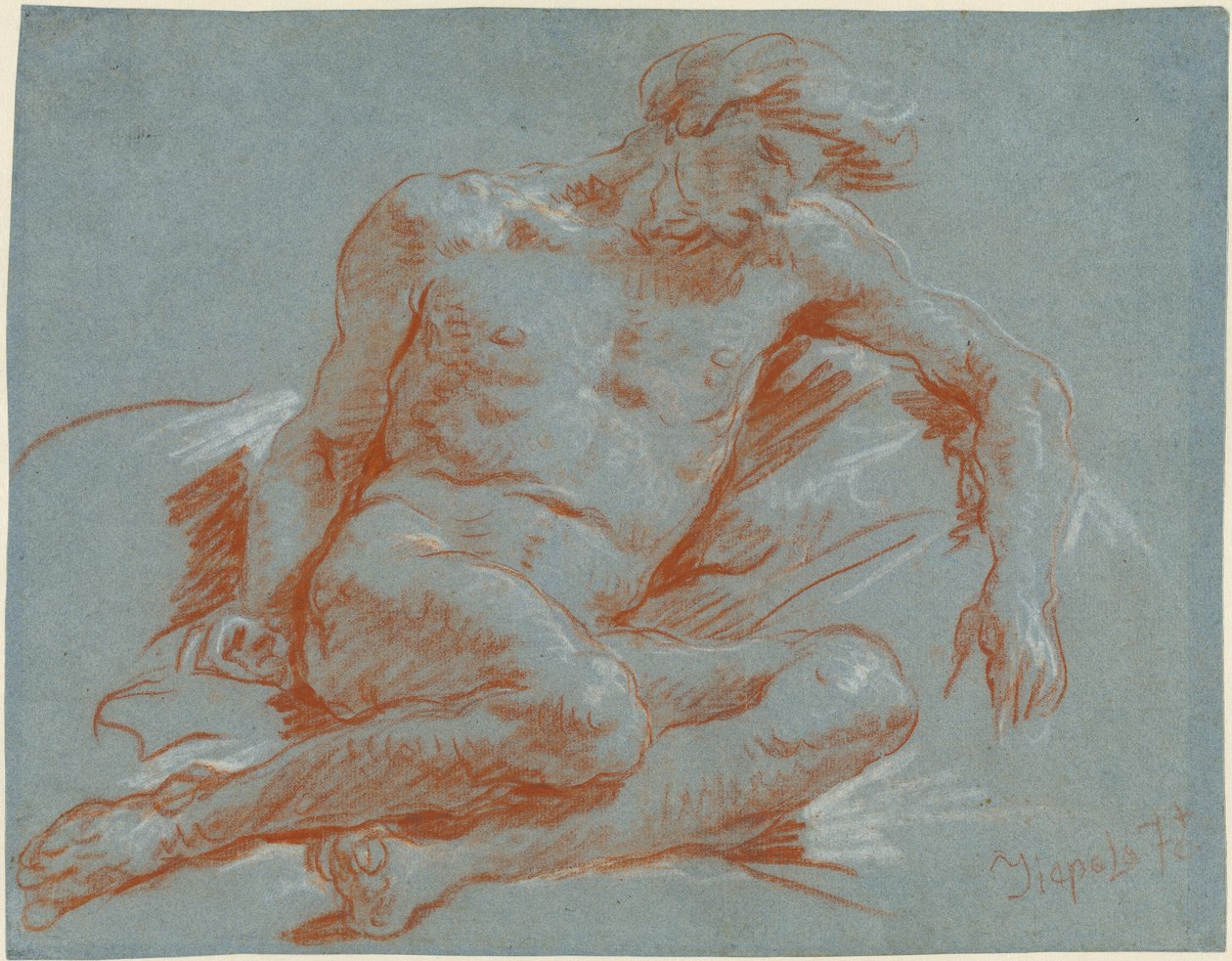 En sittende naken mann av Giovanni Battista Tiepolo