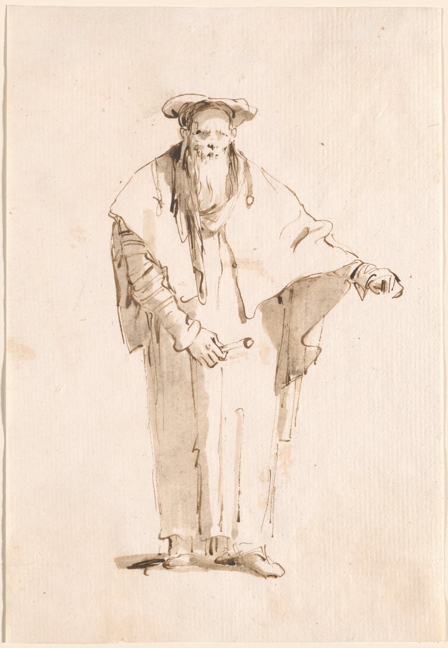 En stående orientaler som holder en stang av Giovanni Battista Tiepolo