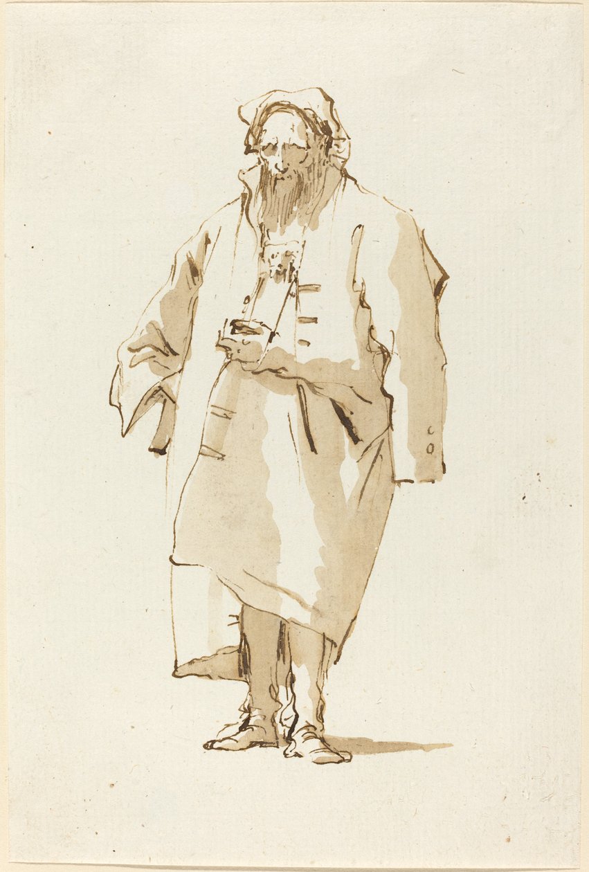 En stående orientaler iført en flott frakk av Giovanni Battista Tiepolo