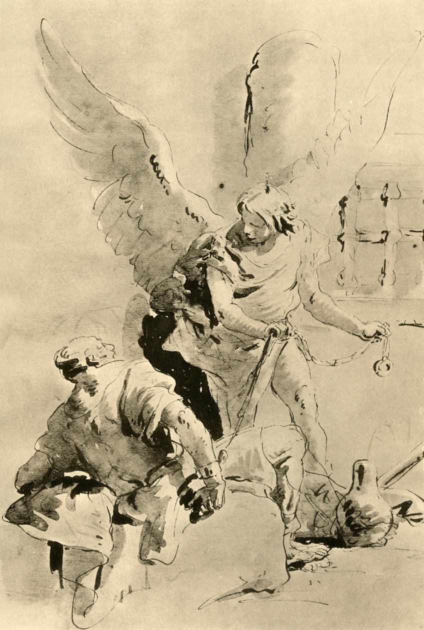 En engel dukker opp for apostelen Peter i fengselet, midten av 1700-tallet, 1928 av Giovanni Battista Tiepolo