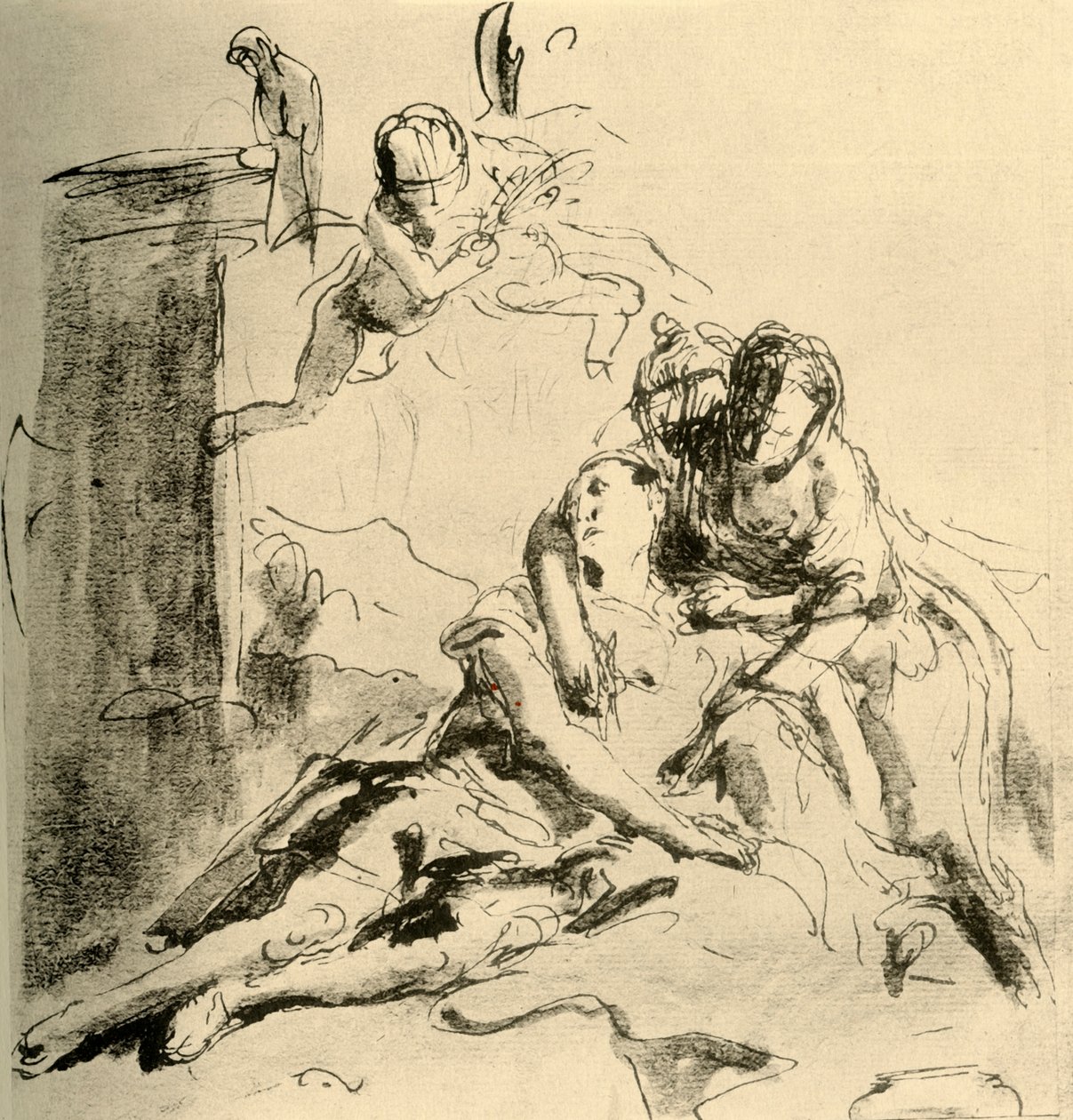 Angelica pleier Medors sår, c1757, 1928 av Giovanni Battista Tiepolo