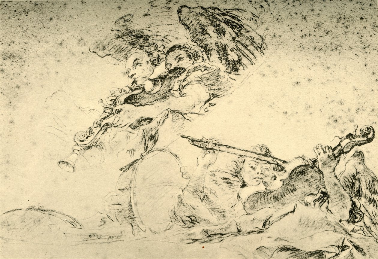 Engler som spiller musikkinstrumenter, c1755, 1928 av Giovanni Battista Tiepolo
