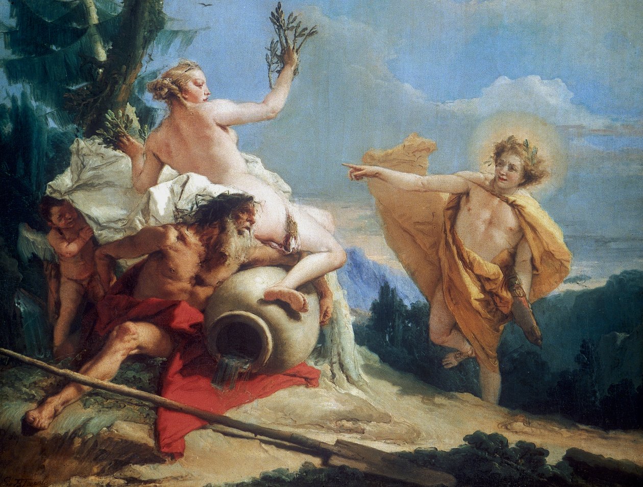 Apollo forfølger Daphne, c1755-1760 av Giovanni Battista Tiepolo