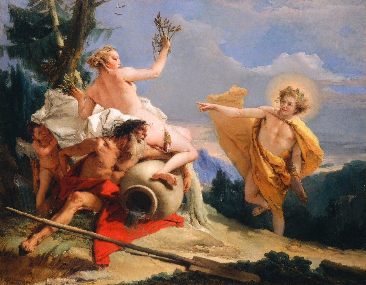 Apollo forfølger Daphne, ca. 1755-60 av Giovanni Battista Tiepolo
