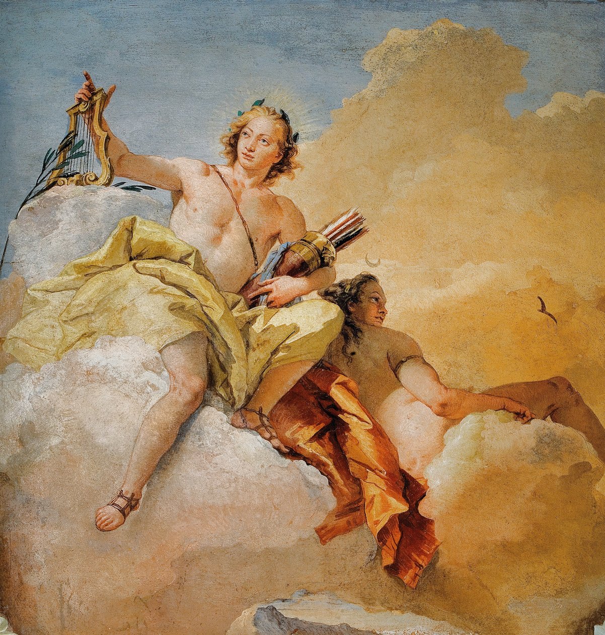 Apollo og Diana, fra Room of Olympian Deities in the Foresteria (Guesthouse) 1757 av Giovanni Battista Tiepolo
