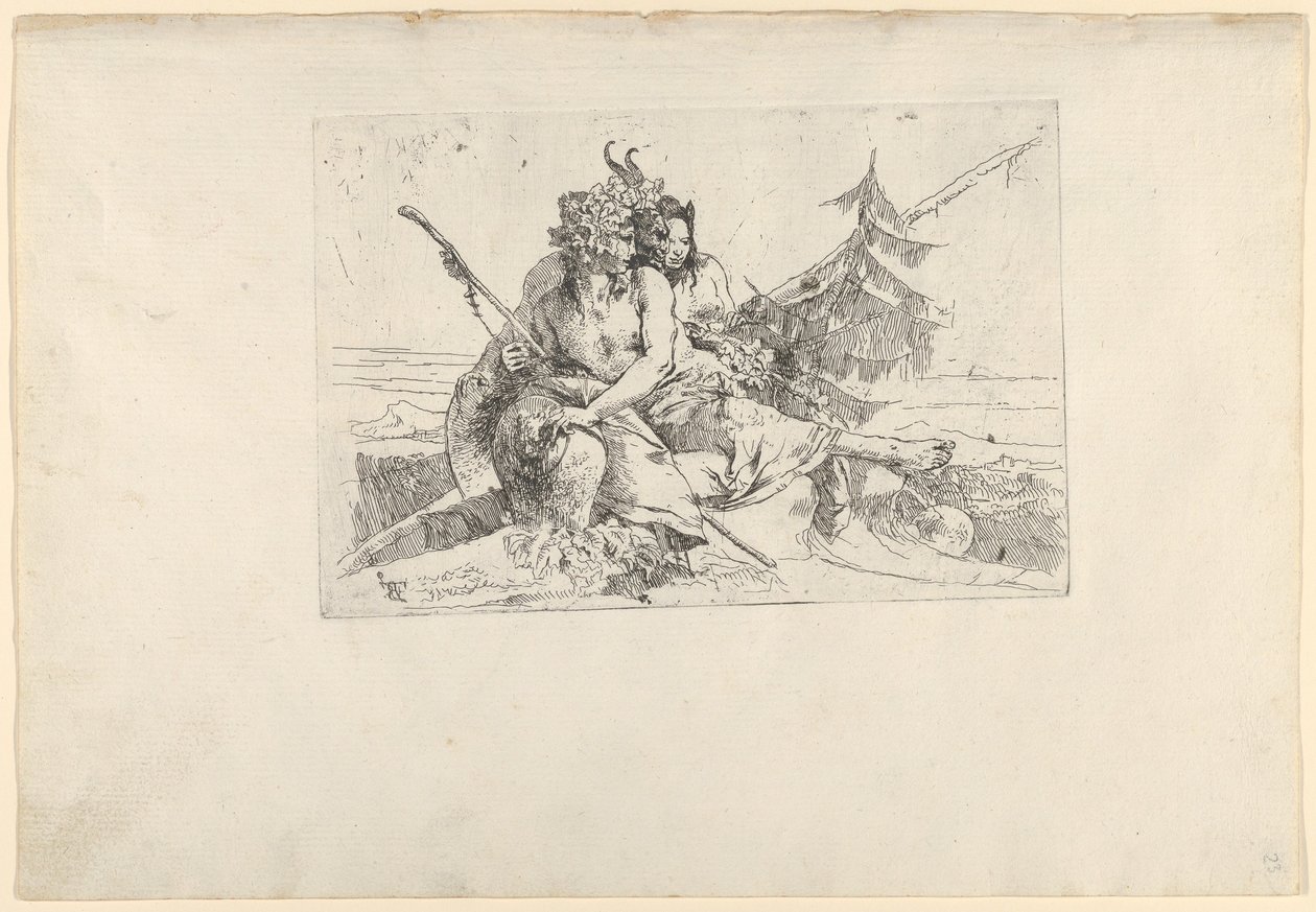 Bacchant, Satyr, and Fauness, from the Scherzi, ca. 1740.    1166840   no       norwegian Successfully Translated  Original: Liggende koe Translat: Liggende koe 1380543 no norwegian Successfully Translated Original: Eenden en ganzen Verschillende vogels (s av Giovanni Battista Tiepolo