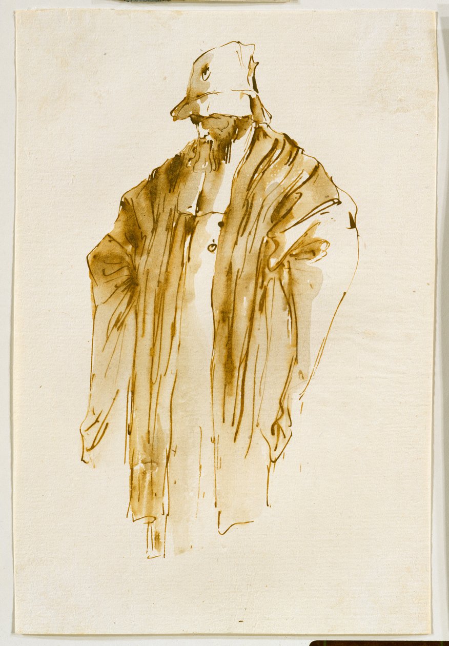 Bärtiger Mann, der nach links unten schaut av Giovanni Battista Tiepolo