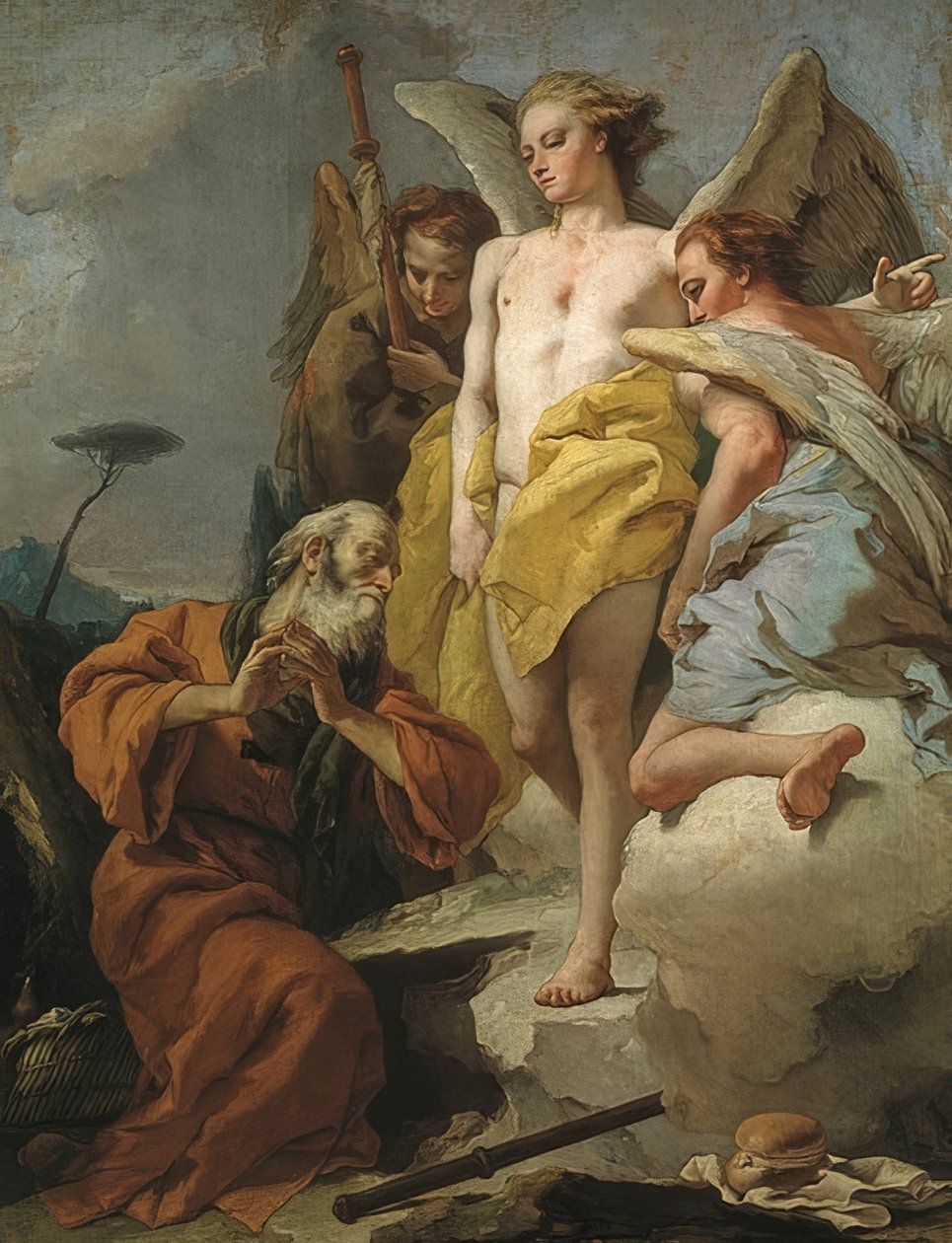 Besøk av de tre englene til Abraham. Rundt 1770 av Giovanni Battista Tiepolo