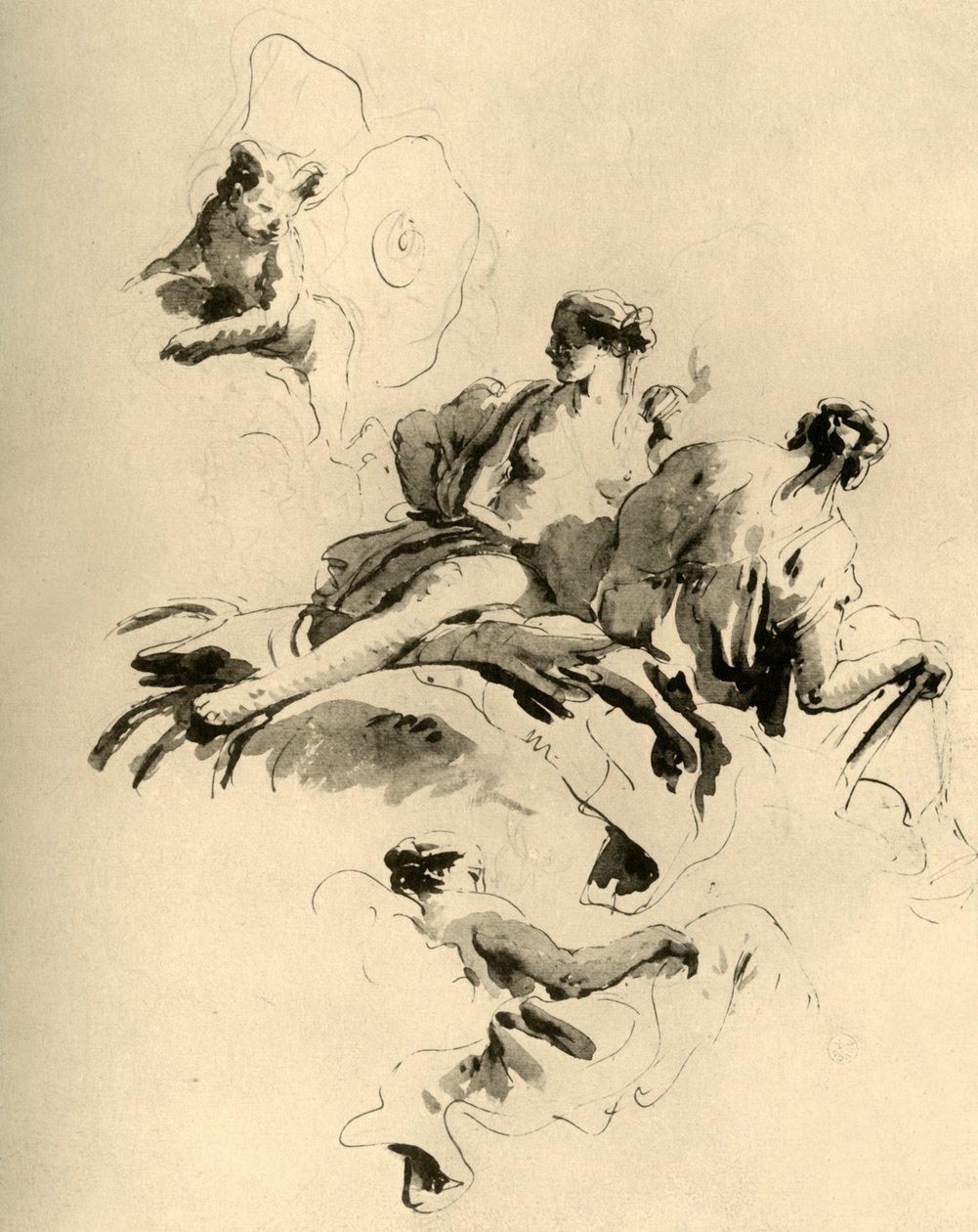 Amor og tre kvinner, midten av 1700-tallet, 1928 av Giovanni Battista Tiepolo