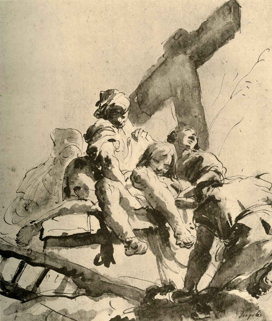 Nedstigning fra korset, midten av 1700-tallet, 1928 av Giovanni Battista Tiepolo