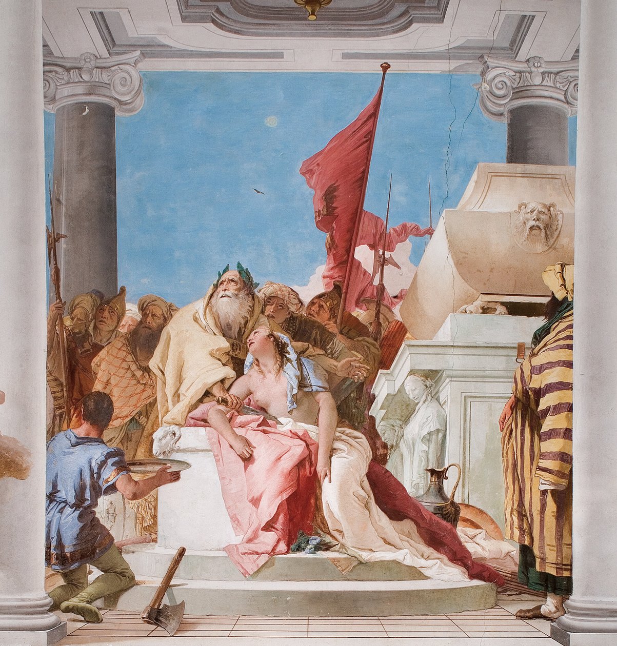 Detalj fra The Sacrifice of Iphigenia, fra inngangshallen i Palazzina, 1757 av Giovanni Battista Tiepolo