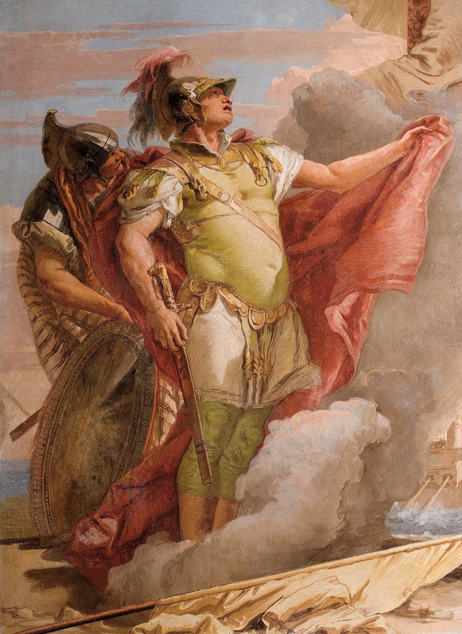 Detalj av Aeneas, fra Venuss farvel til Aeneas, fra Aeneidens rom i Palazzina, 1757 av Giovanni Battista Tiepolo