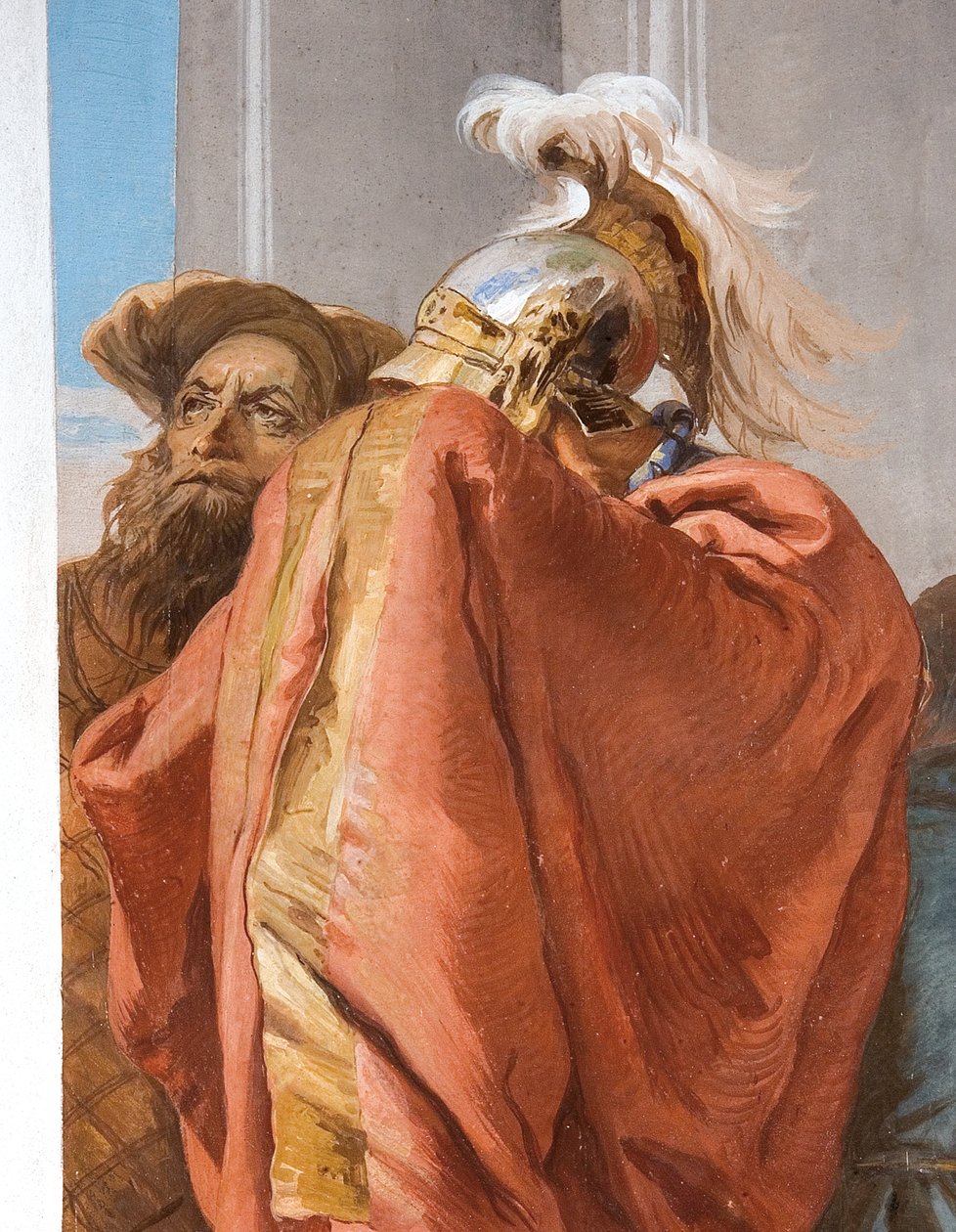Detalj av Agamemnon, fra The Sacrifice of Iphigenia, fra inngangshallen i Palazzina, 1757 av Giovanni Battista Tiepolo