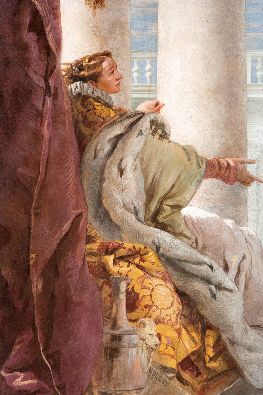 Detalj av Dido, fra Aeneid presenterer Amor, forkledd som Ascanius, til Dido, fra Aeneidens rom i Palazzina, 1757 av Giovanni Battista Tiepolo