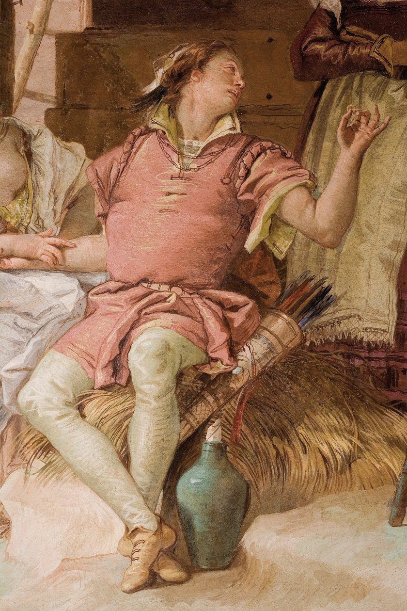Detalj av Medoro fra Angelica og Medoro som tar avskjed med bøndene, fra rommet til Orlando Furioso i Palazzina, 1757 av Giovanni Battista Tiepolo