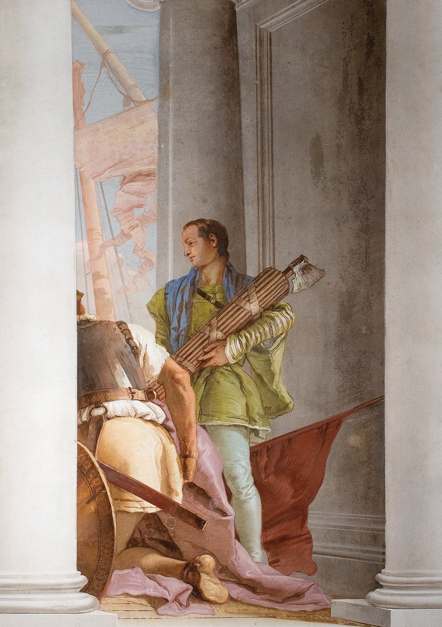 Detalj av den greske flåten i Aulis, fra inngangshallen i Palazzina, 1757 av Giovanni Battista Tiepolo