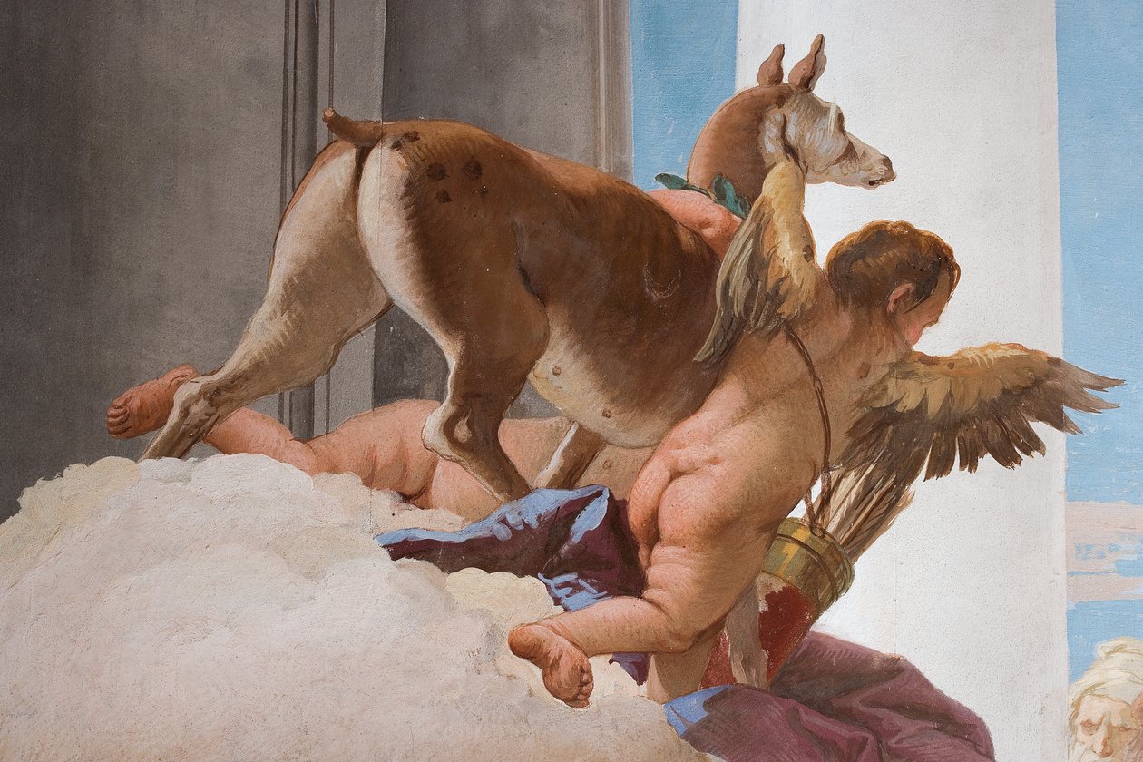 Detalj av offerhinden fra The Sacrifice of Iphigenia, fra inngangshallen i Palazzina, 1757 av Giovanni Battista Tiepolo