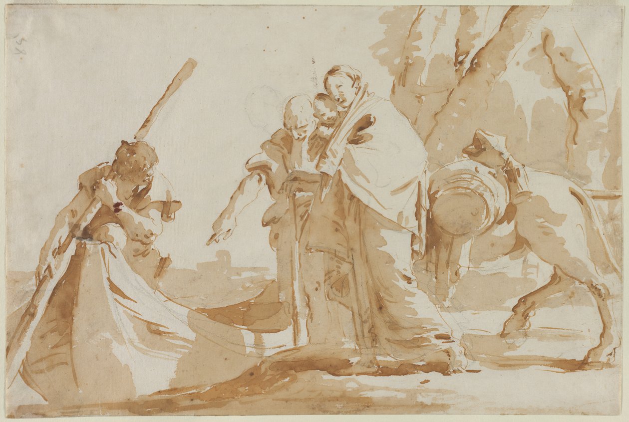 Flight into Egypt: The Embarkment of the Holy Family, ca. 1735. av Giovanni Battista Tiepolo